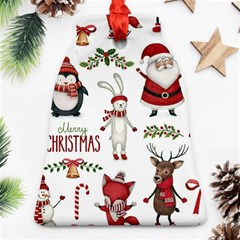 Christmas Characters Pattern, Xmas Backgrounds Bell Ornament (two Sides)