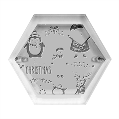 Christmas Characters Pattern, Xmas Backgrounds Hexagon Wood Jewelry Box by kyorashop23