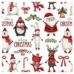 Christmas Characters Pattern, Xmas Backgrounds Wooden Puzzle Square