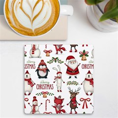 Christmas Characters Pattern, Xmas Backgrounds Uv Print Square Tile Coaster  by kyorashop23