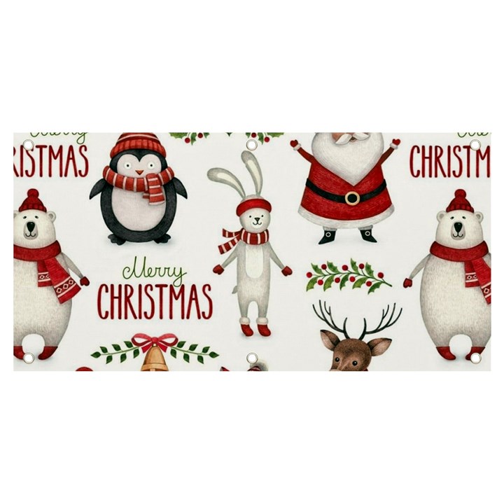 Christmas Characters Pattern, Xmas Backgrounds Banner and Sign 4  x 2 