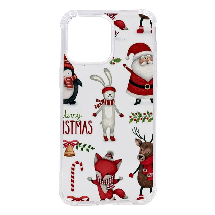 Christmas Characters Pattern, Xmas Backgrounds iPhone 14 Pro Max TPU UV Print Case