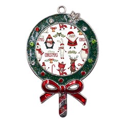 Christmas Characters Pattern, Xmas Backgrounds Metal X mas Lollipop With Crystal Ornament