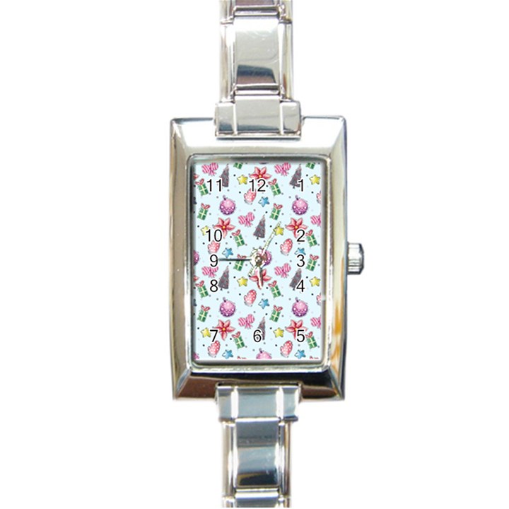 Christmas Decorations Pattern, Xmas Backgrounds Rectangle Italian Charm Watch