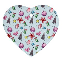 Christmas Decorations Pattern, Xmas Backgrounds Heart Ornament (two Sides) by kyorashop23