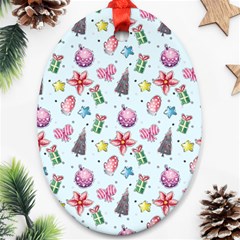 Christmas Decorations Pattern, Xmas Backgrounds Ornament (oval)