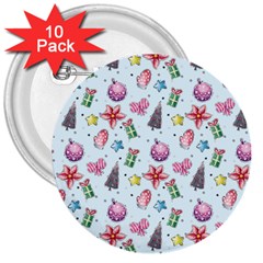 Christmas Decorations Pattern, Xmas Backgrounds 3  Buttons (10 Pack)  by kyorashop23