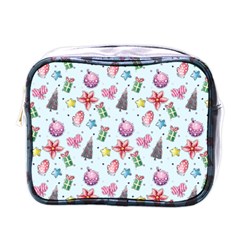 Christmas Decorations Pattern, Xmas Backgrounds Mini Toiletries Bag (one Side) by kyorashop23