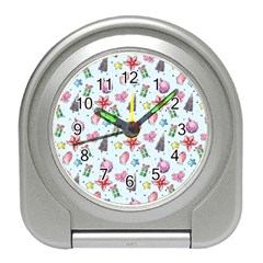 Christmas Decorations Pattern, Xmas Backgrounds Travel Alarm Clock by kyorashop23