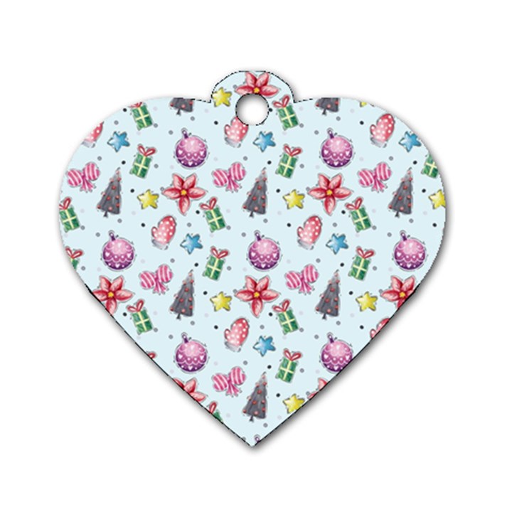 Christmas Decorations Pattern, Xmas Backgrounds Dog Tag Heart (One Side)