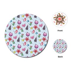 Christmas Decorations Pattern, Xmas Backgrounds Playing Cards Single Design (round)