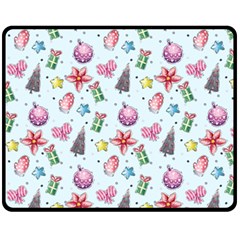 Christmas Decorations Pattern, Xmas Backgrounds Fleece Blanket (medium) by kyorashop23