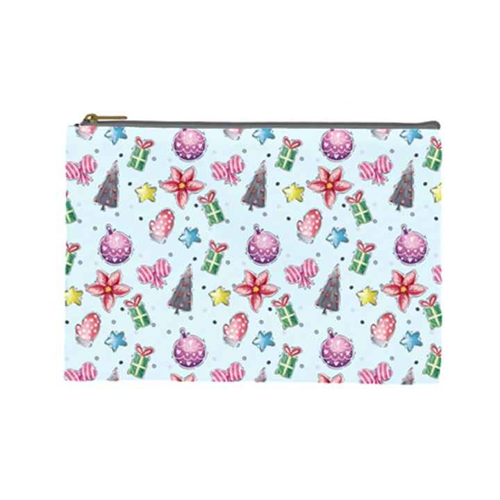 Christmas Decorations Pattern, Xmas Backgrounds Cosmetic Bag (Large)