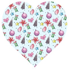 Christmas Decorations Pattern, Xmas Backgrounds Wooden Puzzle Heart by kyorashop23