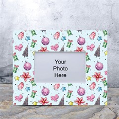 Christmas Decorations Pattern, Xmas Backgrounds White Tabletop Photo Frame 4 x6  by kyorashop23