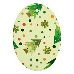 Christmas Pattern Background Seamless Ornament (Oval)