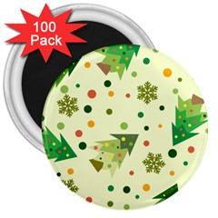 Christmas Pattern Background Seamless 3  Magnets (100 pack)