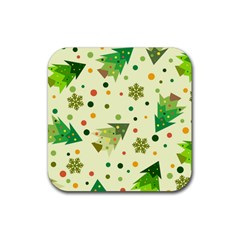 Christmas Pattern Background Seamless Rubber Coaster (Square)