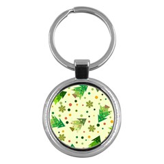 Christmas Pattern Background Seamless Key Chain (Round)