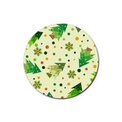 Christmas Pattern Background Seamless Rubber Coaster (Round)