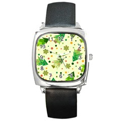 Christmas Pattern Background Seamless Square Metal Watch by kyorashop23