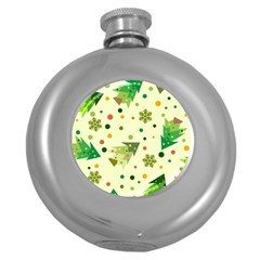 Christmas Pattern Background Seamless Round Hip Flask (5 oz)