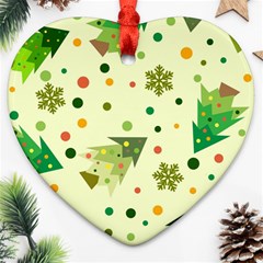 Christmas Pattern Background Seamless Heart Ornament (two Sides)