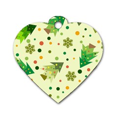 Christmas Pattern Background Seamless Dog Tag Heart (Two Sides)