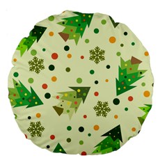 Christmas Pattern Background Seamless Large 18  Premium Flano Round Cushions