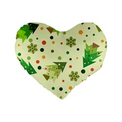 Christmas Pattern Background Seamless Standard 16  Premium Flano Heart Shape Cushions