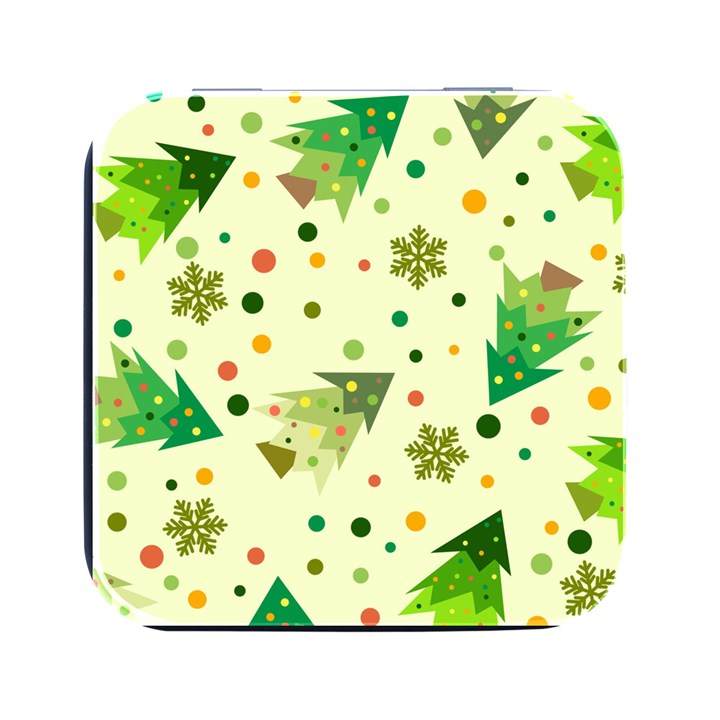 Christmas Pattern Background Seamless Square Metal Box (Black)