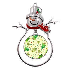 Christmas Pattern Background Seamless Metal Snowman Ornament