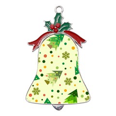 Christmas Pattern Background Seamless Metal Holly Leaf Bell Ornament