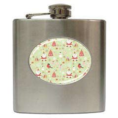 Christmas Pattern, Christmas Tree, Santa Hip Flask (6 Oz) by kyorashop23