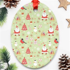 Christmas Pattern, Christmas Tree, Santa Oval Ornament (two Sides)