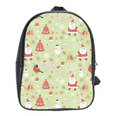 Christmas Pattern, Christmas Tree, Santa School Bag (xl)