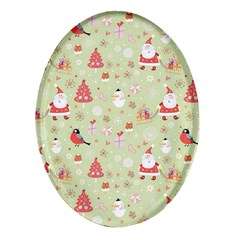 Christmas Pattern, Christmas Tree, Santa Oval Glass Fridge Magnet (4 Pack) by kyorashop23