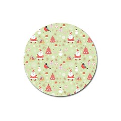 Christmas Pattern, Christmas Tree, Santa Magnet 3  (round) by kyorashop23