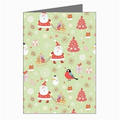 Christmas Pattern, Christmas Tree, Santa Greeting Cards (pkg Of 8)