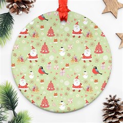 Christmas Pattern, Christmas Tree, Santa Round Ornament (two Sides)