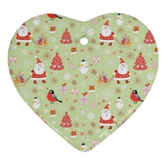 Christmas Pattern, Christmas Tree, Santa Heart Ornament (two Sides) by kyorashop23