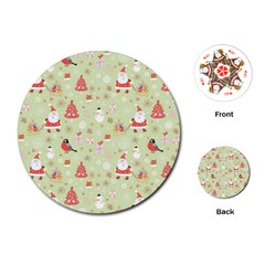 Christmas Pattern, Christmas Tree, Santa Playing Cards Single Design (round)