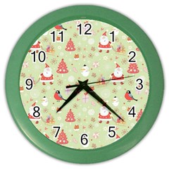 Christmas Pattern, Christmas Tree, Santa Color Wall Clock by kyorashop23