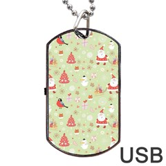 Christmas Pattern, Christmas Tree, Santa Dog Tag Usb Flash (two Sides) by kyorashop23