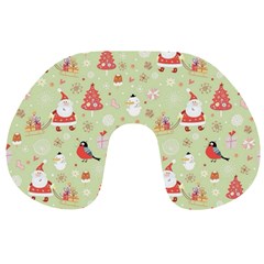 Christmas Pattern, Christmas Tree, Santa Travel Neck Pillow