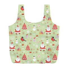 Christmas Pattern, Christmas Tree, Santa Full Print Recycle Bag (l)