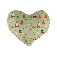 Christmas Pattern, Christmas Tree, Santa Standard 16  Premium Flano Heart Shape Cushions by kyorashop23