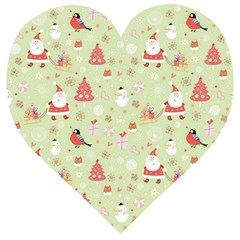 Christmas Pattern, Christmas Tree, Santa Wooden Puzzle Heart by kyorashop23