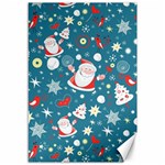 Christmas Pattern, Pattern, Christmas, Santa, Blue Canvas 12  x 18  11.88 x17.36  Canvas - 1