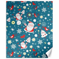 Christmas Pattern, Pattern, Christmas, Santa, Blue Canvas 16  x 20 